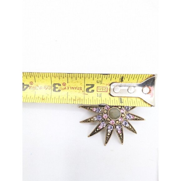 Vintage Monet Gold Tone Atomic Sun Starburst MCM Large Pin Brooch 2" - Picture 6 of 14